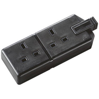 Image of Masterplug 13A 2-Gang Unfused Rewireable Socket Black 