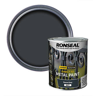 Image of Ronseal Matt Direct to Metal Paint Storm Grey 750ml 