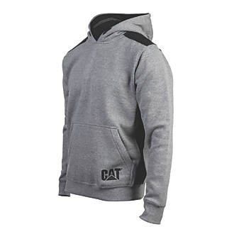 Image of CAT Logo Panel Hooded Sweatshirt Dark Heather Grey Small 34-37" Chest 
