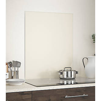 Image of Splashback Cotton Cream Self-Adhesive Glass Kitchen Splashback 600mm x 750mm x 6mm 
