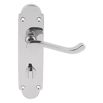 Image of Smith & Locke Lulworth Fire Rated WC Lever on Backplate WC Door Handles Pair Polished Chrome 