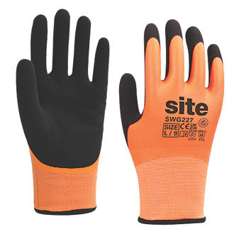 Image of Site SWG227 Thermal Waterproof Gloves Orange/Black Large 