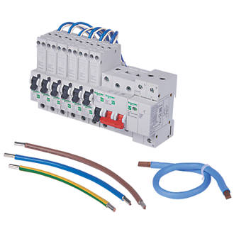 Image of Schneider Electric Easy9 Compact 100A SP & N Type B Main Switch Consumer Unit Device Kit with SPD 