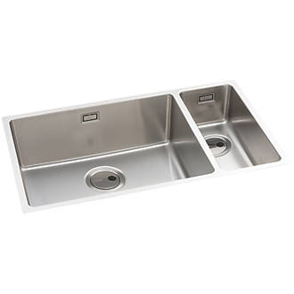 Image of Abode Matrix 1.5 Bowl Stainless Steel Undermount & Inset Kitchen Sink LH 740mm x 440mm 