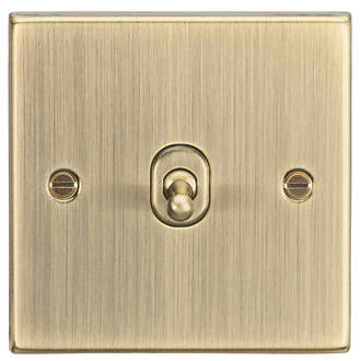 Image of Knightsbridge 10AX 1-Gang Intermediate Switch Antique Brass with Colour-Matched Inserts 