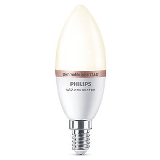 Image of Philips Warm White C37 E14 SES Candle LED Smart Light Bulb 4.9W 470lm 