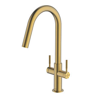 Image of Clearwater Topaz J-Spout Monobloc Mixer Tap Brushed Brass PVD 