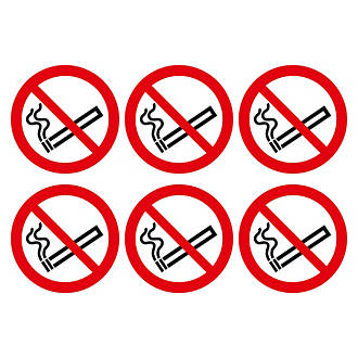 Image of No Smoking Symbol Adhesive Labels 100mm 100mm x 100mm 30 Pack 