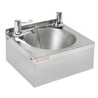Image of Franke Model A Round Wall-Hung Washbasin 2 Taps Stainless Steel 1 Bowl 305 x 270mm 