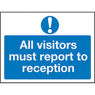 Image of "All Visitors Must Report To Reception" Sign 450mm x 600mm 