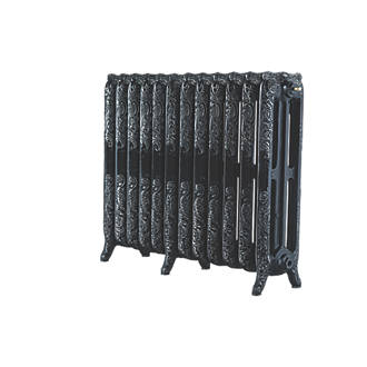 Image of Arroll Montmartre 3-Column Cast Iron Radiator 760mm x 994mm Black / Silver 5896BTU 