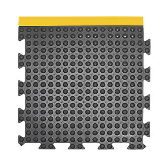Image of COBA Europe Bubblemat Anti-Fatigue Floor End Mat Black / Yellow 0.5m x 0.5m x 14mm 