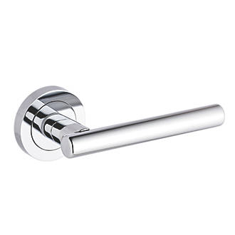 Image of Smith & Locke Asker Fire Rated Lever on Rose Door Handles Pair Polished Chrome 