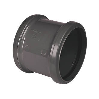 Image of FloPlast Push-Fit Double Socket Soil Pipe Coupler Anthracite Grey 110mm 