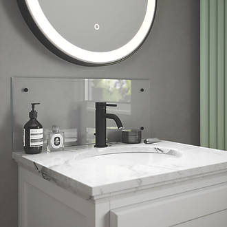 Image of Splashback Glass Bathroom Splashback Clear Black 600mm x 250mm x 4mm 