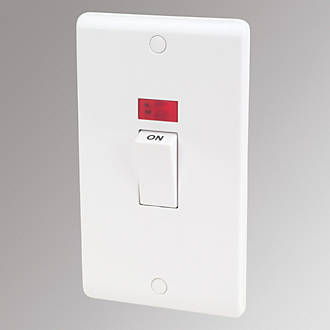 Image of LAP 45A 2-Gang DP Cooker Switch White with Neon 