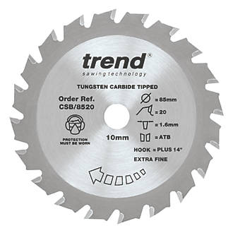 Image of Trend CraftPo CSB/8520 Wood Thin Kerf Circular Saw Blade for Cordless Saws 85mm x 10mm 20T 