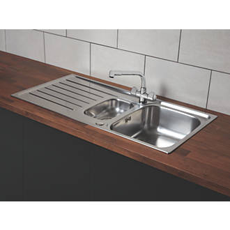 Image of Franke Reno / Danube 1.5 Bowl Stainless Steel Inset Sink & Mixer Tap 1000mm x 500mm 