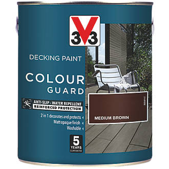 Image of V33 Colour Guard Decking Paint Medium Brown 2.5Ltr 