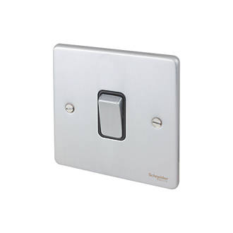 Image of Schneider Electric Ultimate Low Profile 16AX 1-Gang 2-Way Light Switch Brushed Chrome with Black Inserts 
