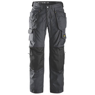 Image of Snickers Rip Stop Floorlayer Trousers Grey / Black 38" W 32" L 