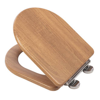 Image of Croydex Levico Soft-Close with Quick-Release Toilet Seat Moulded Wood Natural Finish 