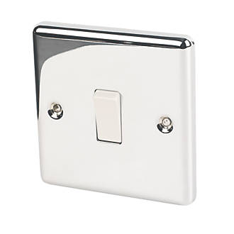Image of LAP 10AX 1-Gang 2-Way Light Switch Polished Chrome with White Inserts 