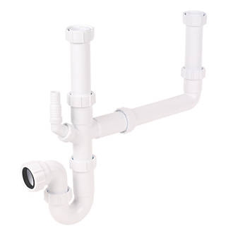 Image of FloPlast Double Bowl Sink Trap Kit White 40mm 