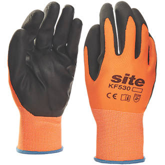 Image of Site 530 Touchscreen Nitrile Foam Gloves Orange / Black Large 