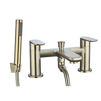 Image of Highlife Bathrooms Rona Deck-Mounted Bath Shower Mixer & Handset Brushed Brass 