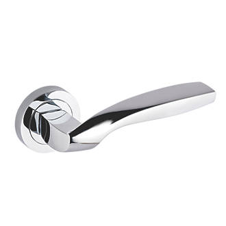 Image of Smith & Locke Rhossilli Fire Rated Lever on Rose Door Handles Pair Polished Chrome 