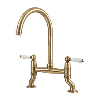 Image of Clearwater Elegance Dual-Lever Mixer Tap Brushed Brass PVD 