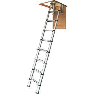 Image of Werner 1-Section Anodised Aluminium & Plastic Telescopic Loft Ladder 2.88m 