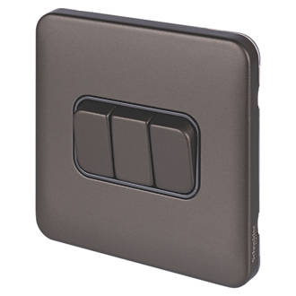 Image of Schneider Electric Lisse Deco 10AX 3-Gang 2-Way Light Switch Mocha Bronze with Black Inserts 