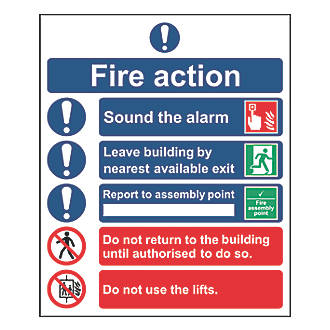 Image of Non Photoluminescent "Fire Action Procedure" Sign 300mm x 250mm 