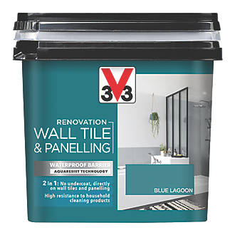 Image of V33 Renovation Wall Tile & Panelling Paint Satin Lagoon Blue 750ml 