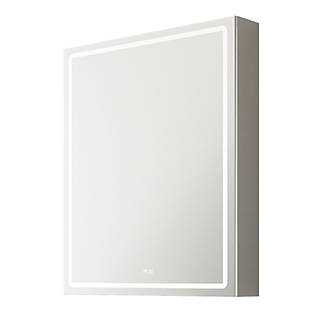 Image of Light Tech Mirrors Adelaide 1-Door Mirror Cabinet With 1400lm LED Light Chrome Gloss 500mm x 130mm x 700mm 