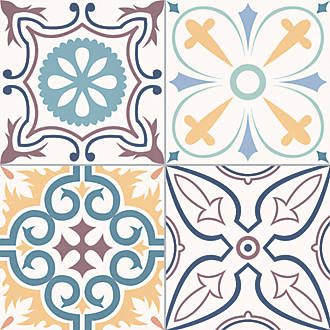 Image of Marquis Mediterranean Multi-Coloured Porcelain Tile 331.5mm x 331.5mm 12 Pack 