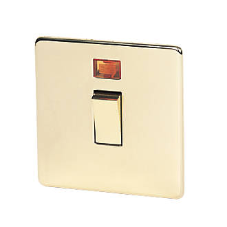 Image of Crabtree Platinum 20A 1-Gang DP Control Switch Polished Brass with Neon 