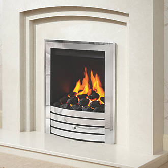 Image of Be Modern Design Chrome Rotary Control Inset Gas Manual Fire 510mm x 173mm x 605mm 