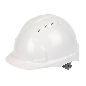 Image of JSP EVO2 Mid Peak Slip-Ratchet Vented Safety Helmet White 