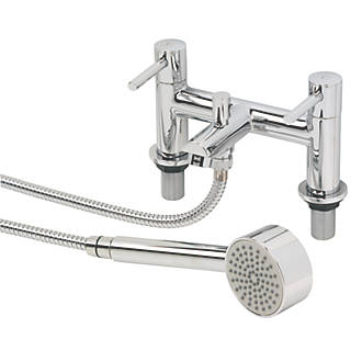 Image of Swirl Essential Deck-Mounted Dual Lever Bath/Shower Mixer Bathroom Tap Chrome 
