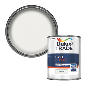 Image of Dulux Trade High Gloss Pure Brilliant White Trim Paint 1Ltr 