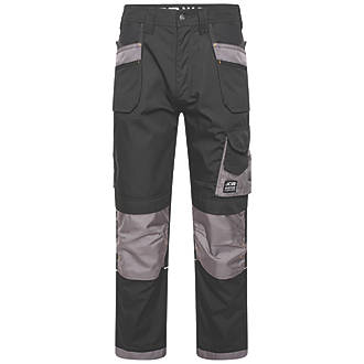 Image of JCB Trade Plus Rip-Stop Work Trousers Black / Grey 30" W 32" L 