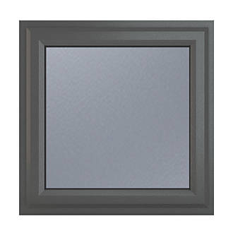 Image of Crystal Top Opening Obscure Triple-Glazed Casement Anthracite on White uPVC Window 820mm x 820mm 