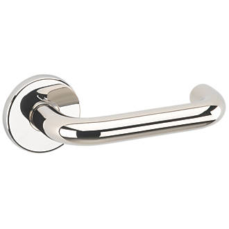 Image of Easy Click Apollo Fire Rated Lever on Rose Handles Pair Polished Nickel 
