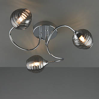 Image of Quay Design Leonie LED 3-Light Semi-Flush Ceiling Light Chrome 6W 200lm 