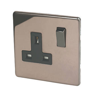 Image of Varilight 13AX 1-Gang DP Switched Plug Socket Polished Bronze with Black Inserts 