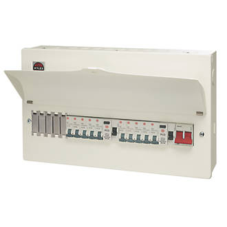 Image of Wylex 21-Module 10-Way Populated Dual RCD Consumer Unit 