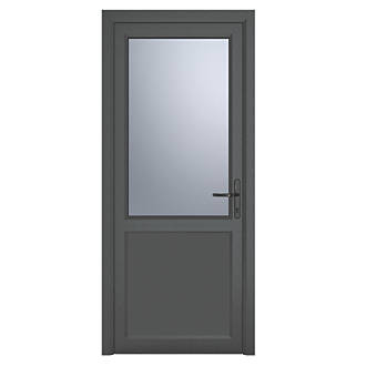 Image of Crystal 1-Panel 1-Obscure Light LH Anthracite Grey uPVC Back Door 2090mm x 890mm 